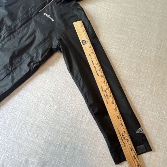 Columbia Youth M Black Omni Tech Jacket Hood Full Zip Lined Pockets Windbreaker - Picture 6 of 12